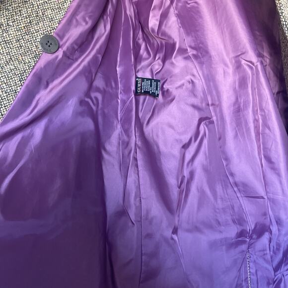 Vintage Guess Tweed Long Trench Coat Women's Large Wool Rare Find 90s - Picture 5 of 15